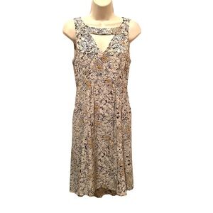 Anthropologie Moulinette Soeurs 100% Silk Floral A-Line Dress Size 2 Cutouts